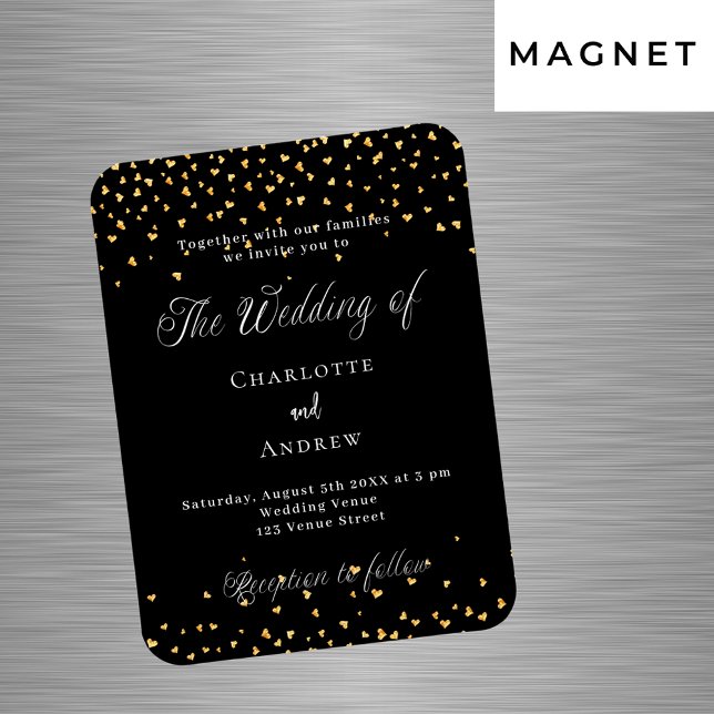 Magnet Flexible Mariage noir or coeur luxe invitation (Créateur téléchargé)