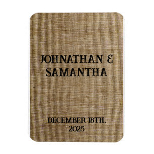 Magnet Flexible Mariage personnalisé rustique burlap motif nature