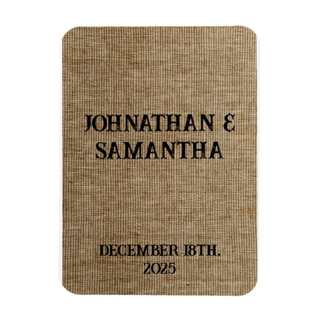 Magnet Flexible Mariage personnalisé rustique burlap motif nature (Vertical)