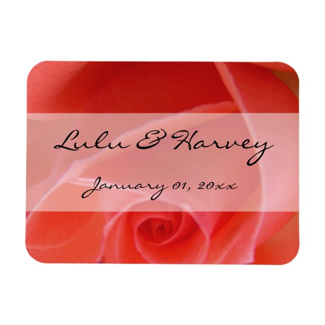 Magnet Flexible Mariage personnel blanc pointu rose (Horizontal)
