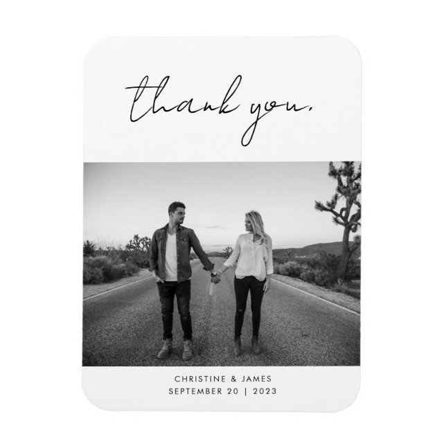 Magnet Flexible Mariage photo de script manuscrit moderne Merci (Vertical)