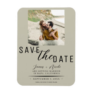 Magnet Flexible Mariage Photo Khaki Beige Save the Date