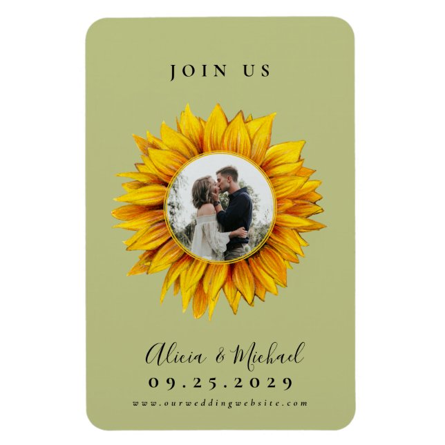 Magnet Flexible Mariage photo tournesol rustique enregistrer la da (Vertical)