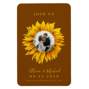 Magnet Flexible Mariage photo tournesol rustique enregistrer la da