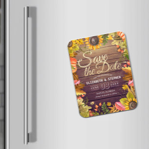 Magnet Flexible Mariage Sauvegarder La Date Automne Feuilles Bois 