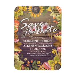 Magnet Flexible Mariage Sauvegarder La Date Automne Feuilles Bois 