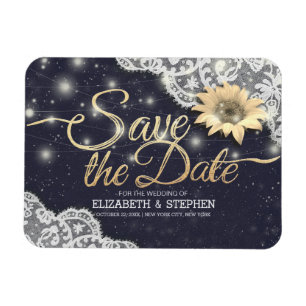 Magnet Flexible Mariage Sauvegarder La Date Dentelle Tournesol Cha