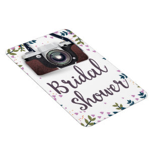Magnet Flexible Mariage Shower Fleurs vintage et appareil photo cl