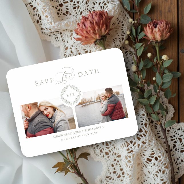 Magnet Flexible Mariage sophistiqué de l'ornement chic initial ten (Trendy Initials Chic Ornament Sophisticated Wedding Save the Date Cards Magnet.)