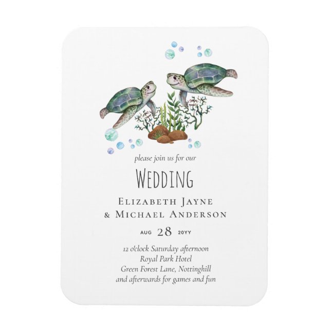Magnet Flexible Mariage sur la plage des tortues de mer (Vertical)