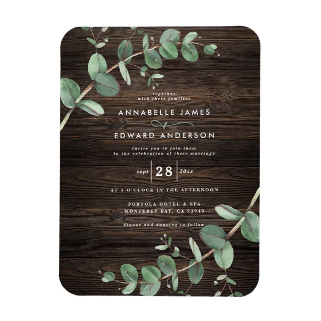 Magnet Flexible Mariage verdure Eucalyptus botanique bois sombre (Vertical)