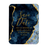 Marine Blue Gold Foil Agate Enregistrer la date Ma