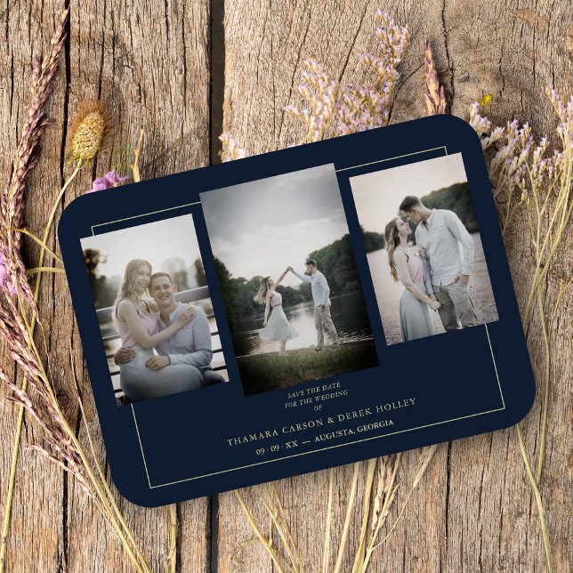 Magnet Flexible Marine Modern Gold 3 Photos Mariage sophistiqué (Créateur téléchargé)