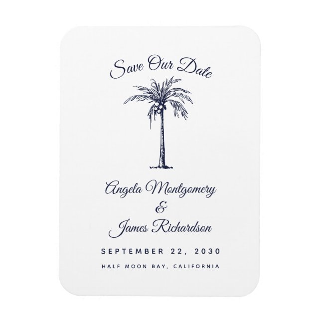 Magnet Flexible Marine moderne Blue Palm Beach Mariage Sauvez la d (Vertical)