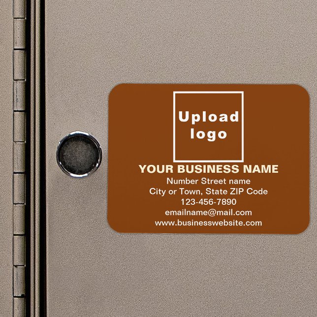 Magnet Flexible Marque d'entreprise sur un aimant flexible rectang (Your business brand on brown rectangle flexible magnet as marketing material.)