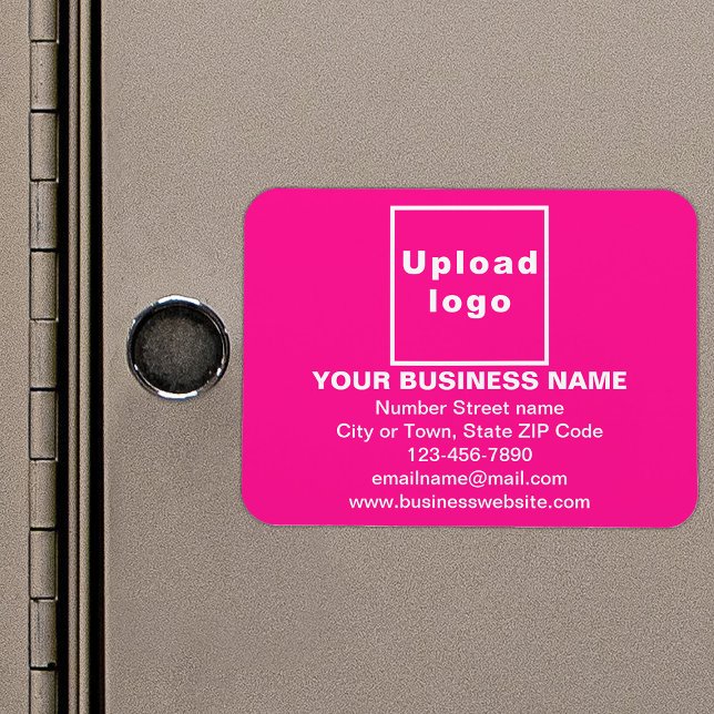 Magnet Flexible Marque d'entreprise sur un rectangle rose Aimant f (Your business brand on pink rectangle flexible magnet as marketing material.)