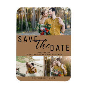 Magnet Flexible Marron Save the Date Mariage 3 Photos
