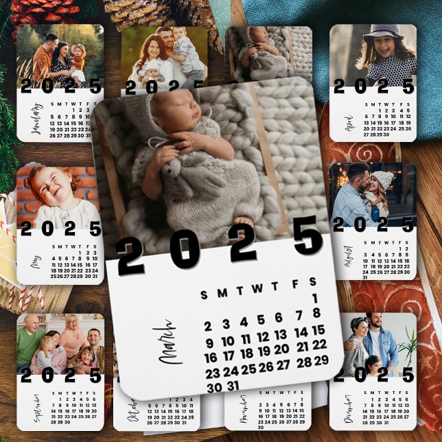 Magnet Flexible Mars Nouvel An 2025 Calendrier Photo de famille (March New Year 2025 Calendar Family Photo Magnet)
