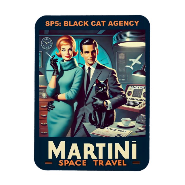 Magnet Flexible Martini Space Travel Poster SP5 : Agence de Chat N (Vertical)