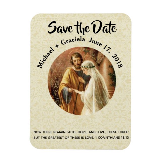 Magnet Flexible Mary Joseph Catholic SAVE LE Mariage DATE (Vertical)