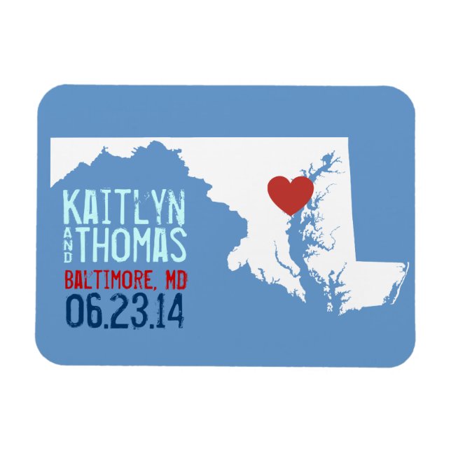 Magnet Flexible Maryland Enregistrer la date - Ville personnalisab (Horizontal)