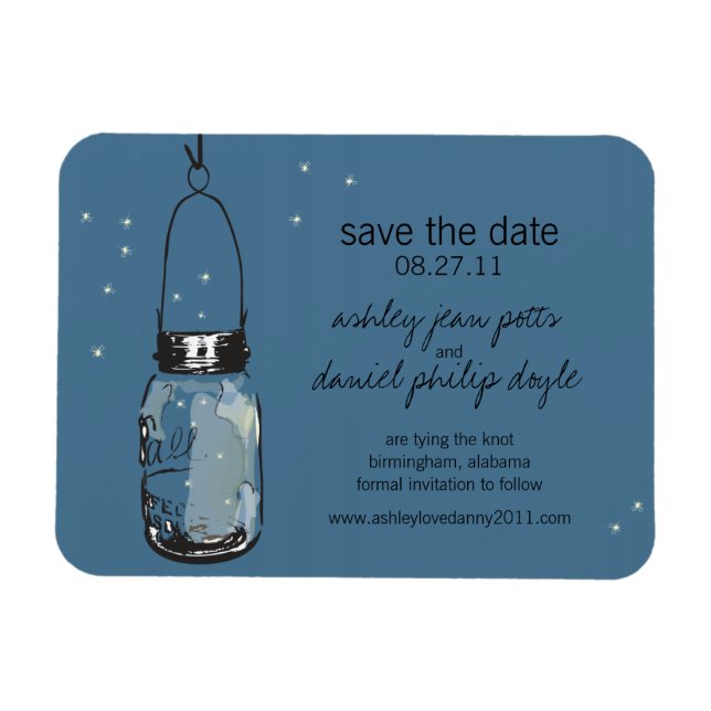 Magnet Flexible Mason Jar & Fireflies Enregistrer la date (Horizontal)