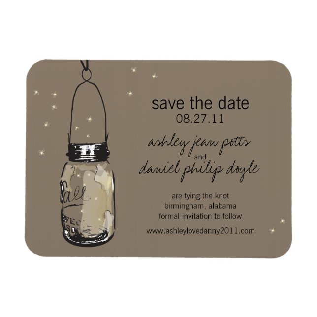Magnet Flexible Mason Jar & Fireflies Enregistrer la date (Horizontal)