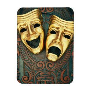 Magnet Flexible Masques d'or de comédie et de tragédie sur model