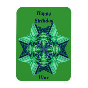 Magnet Flexible MAX Green Blue carte d'anniversaire Etoile octogon