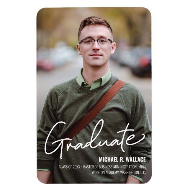 Magnet Flexible MBA Business Graduate Nom photo personnalisé Annon (Vertical)