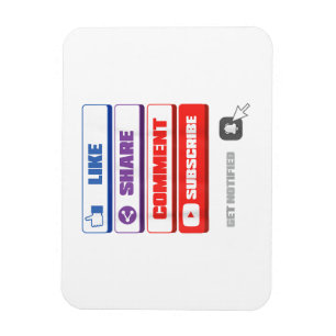 Magnet Flexible Média Sociaux J'aime Partager Commenter S'abonner