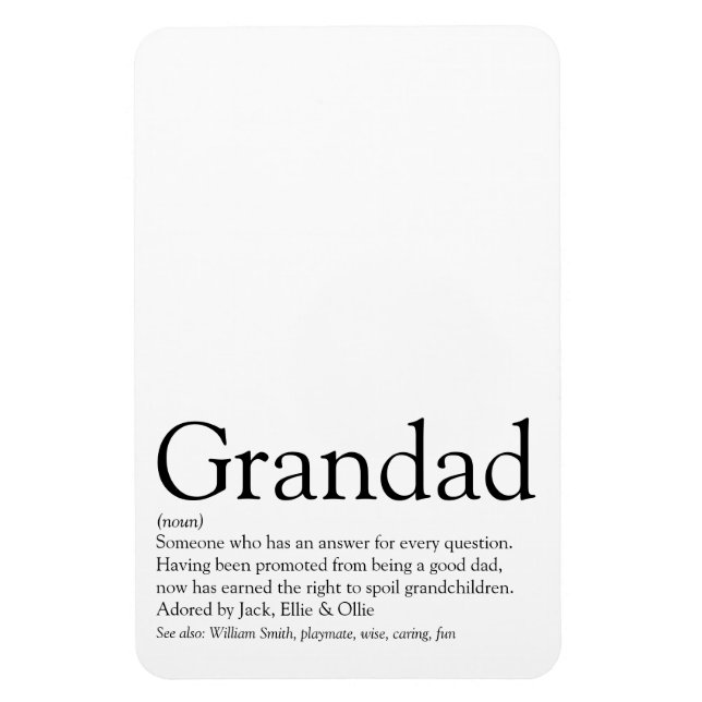 Magnet Flexible Meilleur Grand-Père, Grand-Père, Papa Définition (Vertical)