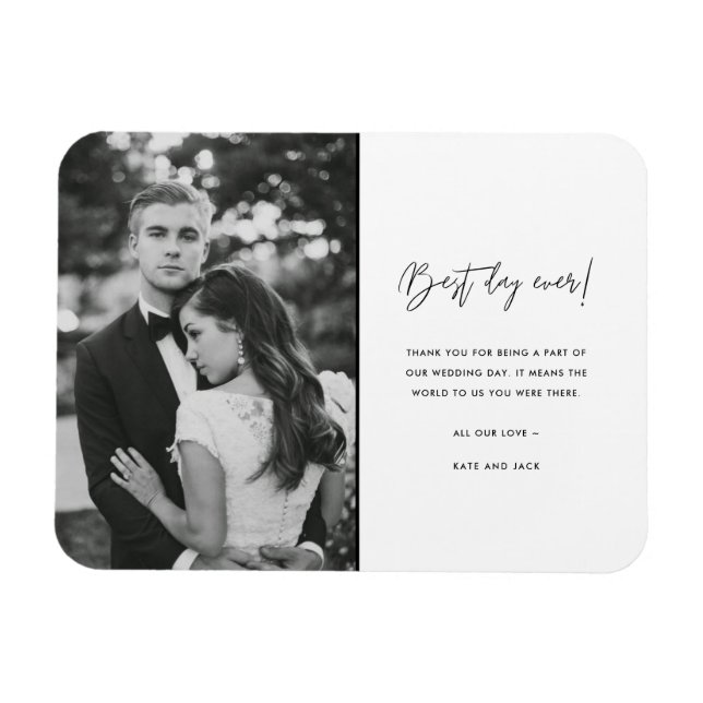 Magnet Flexible Meilleur Jour Jamais Noir Blanc Mariage Photo Merc (Horizontal)