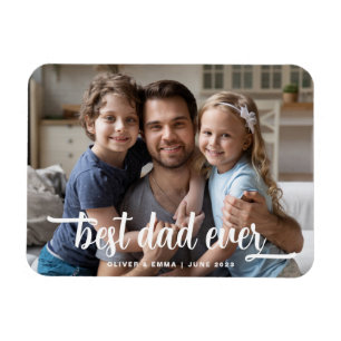 Magnet Flexible Meilleur Papa de la Fête des Pères Texte Photo