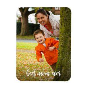 Magnet Flexible Meilleure Maman Blanc Script Photo Personnalisée