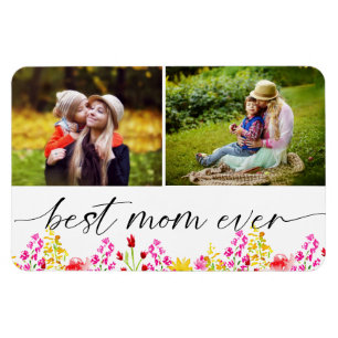 Magnet Flexible Meilleure Maman Jour des Mères Photo Collage Flora