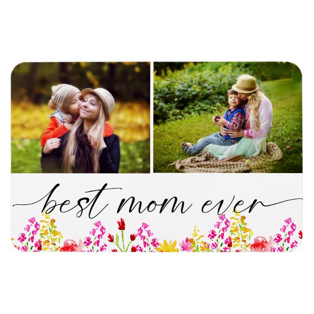 Magnet Flexible Meilleure Maman Jour des Mères Photo Collage Flora (Horizontal)
