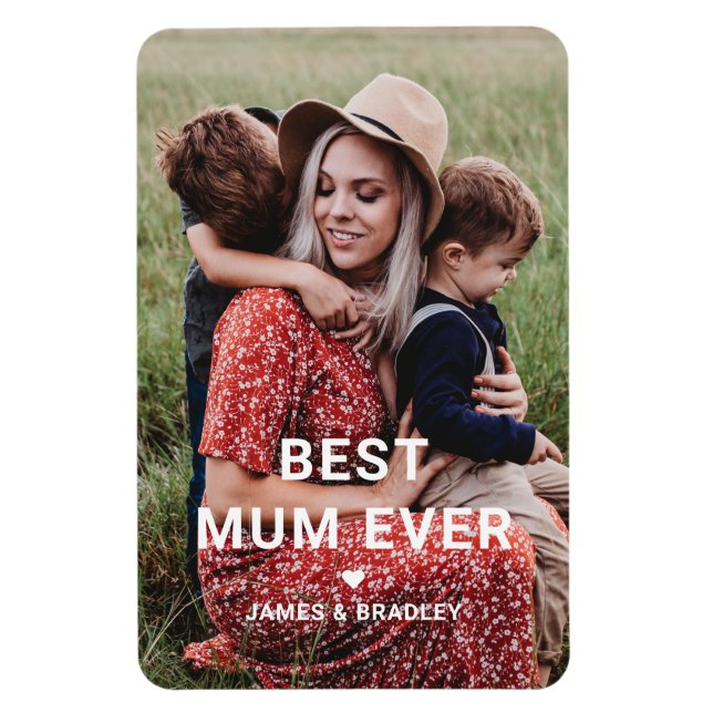 Magnet Flexible MÊME MEILLEURE MUM JAMAIS Coeur Fête des Mères Pho (Vertical)