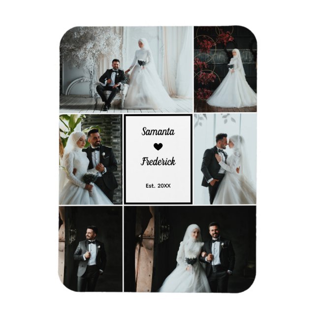 Magnet Flexible Mémoire Mariage romantique - 6 photos personnalisé (Vertical)