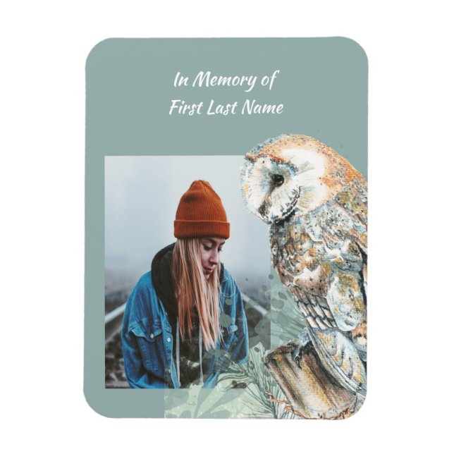 Magnet Flexible Mémoire mémorial aquarelle Barn Owl Bird (Vertical)