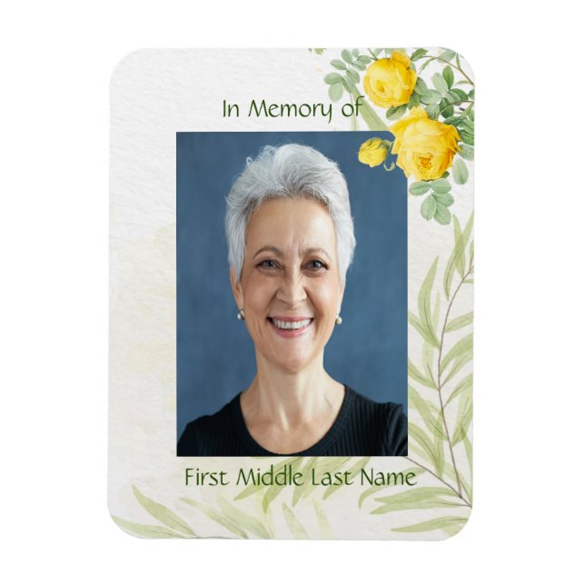 Magnet Flexible Mémoire Photo Roses Jaunes Fleurs de Jardin (Vertical)