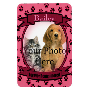 Magnet Flexible Mémorial des Empreintes de pattes roses pour chat 