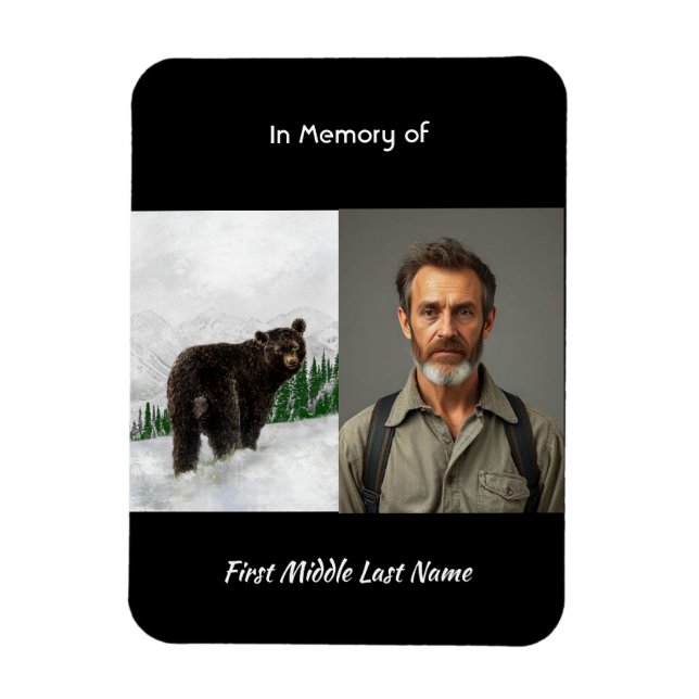 Magnet Flexible Memorial Keepsake Black Bear Animal (Vertical)