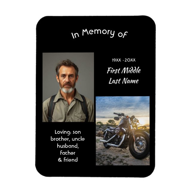 Magnet Flexible Memorial Keepsake Motorcycle Chopper (Vertical)