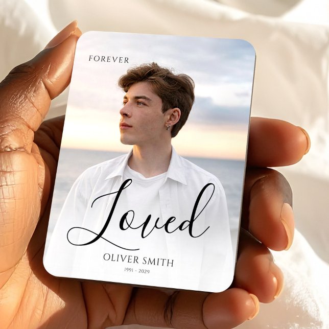 Magnet Flexible Memorial Keepsake Photo Minimalist Forever Loved (Memorial Keepsake Photo Minimalist Forever Loved Magnet, Loss of Son, Sympathy Gift)