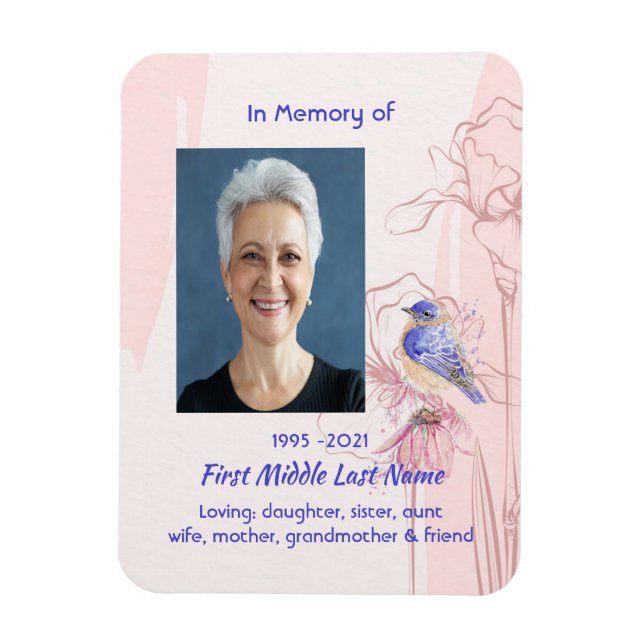 Magnet Flexible Memorial Keepsake Remembrance Bluebird Garden (Vertical)