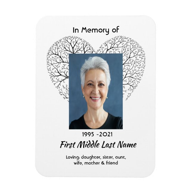 Magnet Flexible Memorial Keepsake Tree Life Heart Love (Vertical)