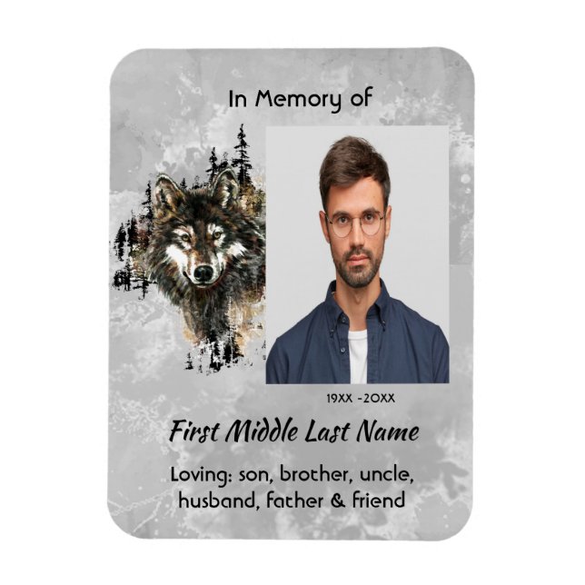 Magnet Flexible Memorial Keepsake Wolf Wolves Animal art (Vertical)