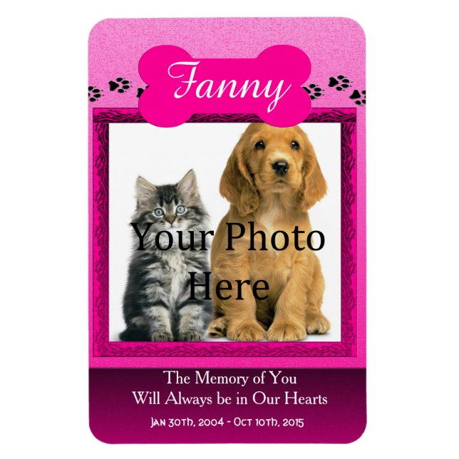 Magnet Flexible Mémorial rose pour animaux de compagnie pour chats (Vertical)