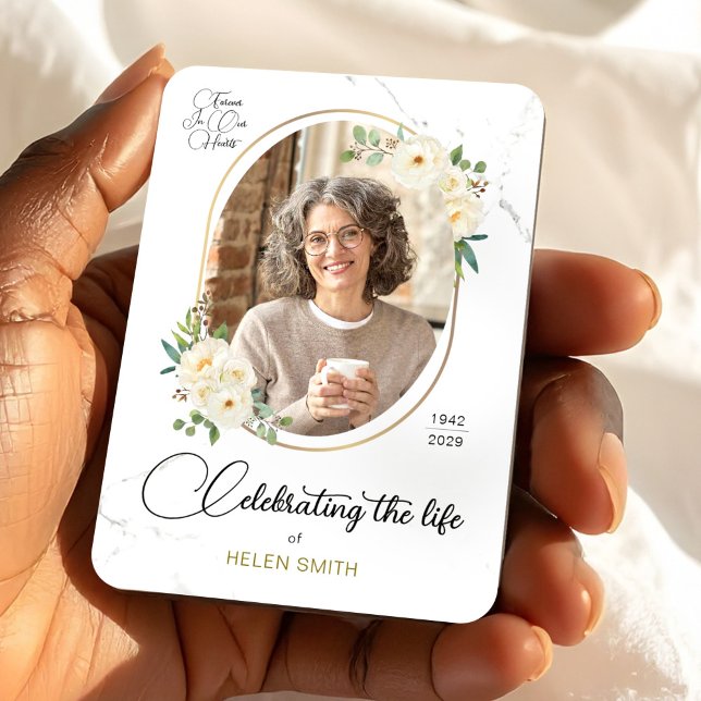 Magnet Flexible Memory Floral Elegant Photo, Celebration of Life  (Memory Floral Elegant Photo, Celebration of Life Magnet, Loss of Mom Gift)